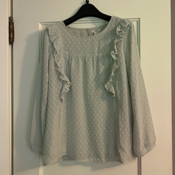 J. Crew Tops - J. Crew pale grey blouse in swiss dot